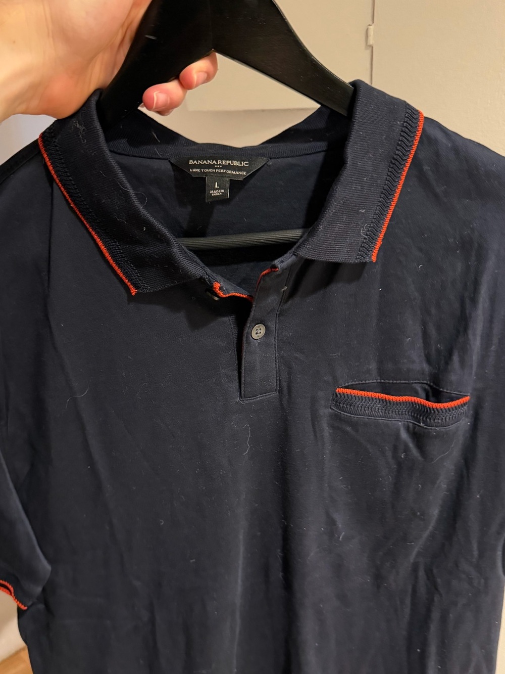 Banana Republic Navy Polo with Red Contrast Trim